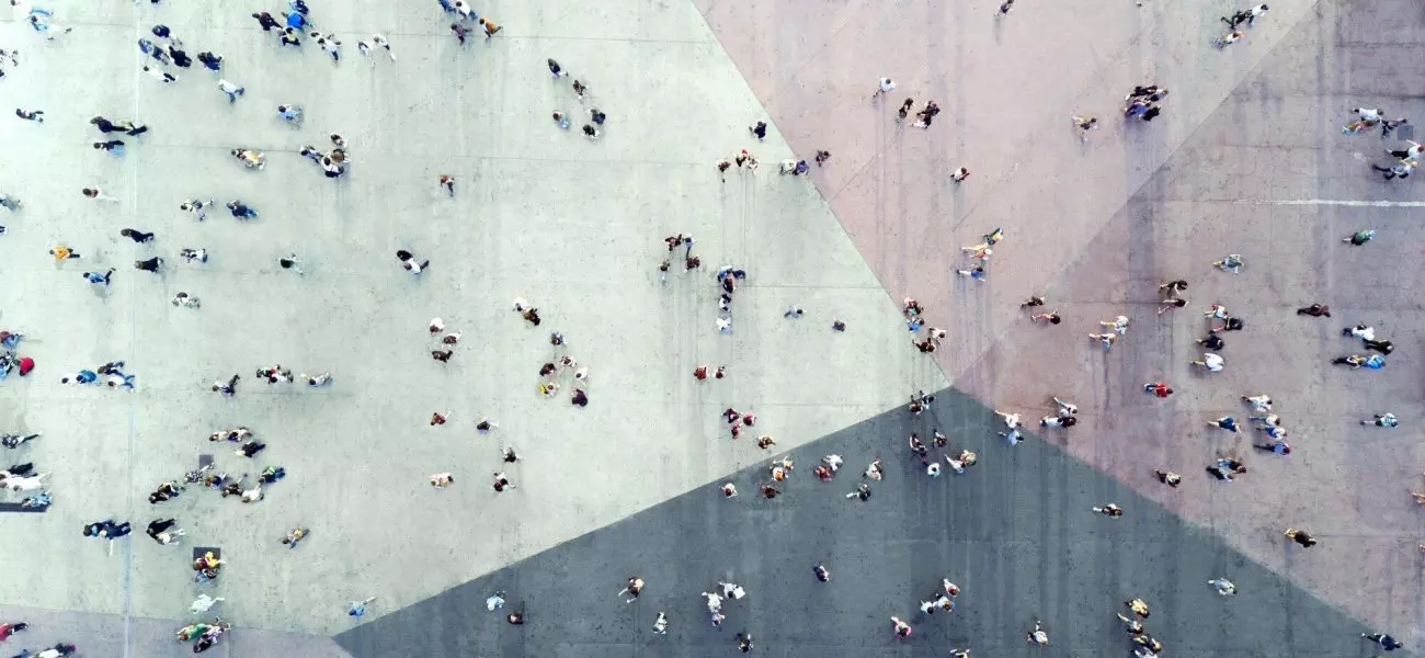 High Angle View Of People On Street