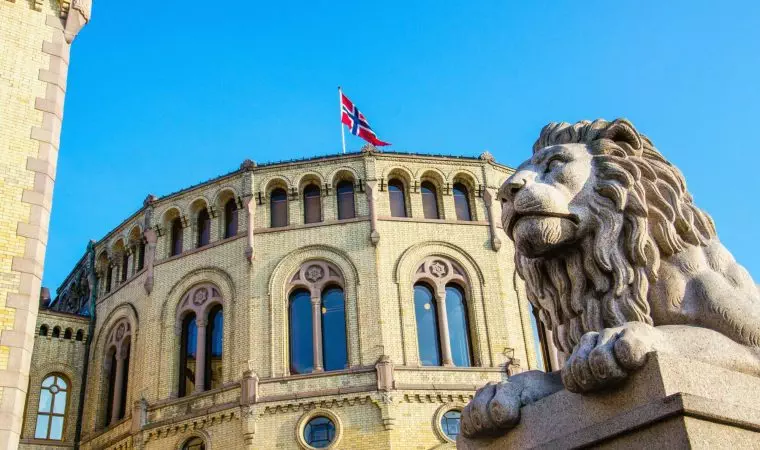 Norwegian Parliament Stortinget in Oslo, Norway