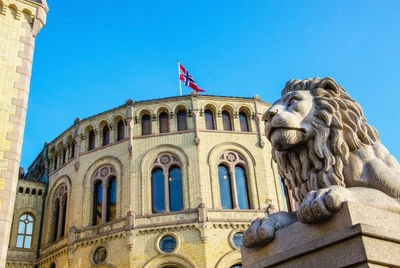 Norwegian Parliament Stortinget in Oslo, Norway